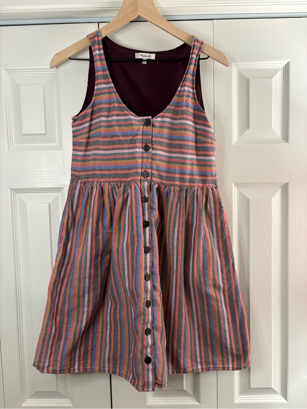Women’s Madewell Rainbow Stripe button down Tank Dress size XS